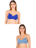 Women Everyday Padded Bra With Transparent With Bra Color Strap (Pack 2)