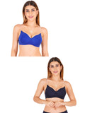 Women Everyday Padded Bra With Transparent With Bra Color Strap (Pack 2)