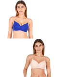 Women Everyday Padded Bra With Transparent With Bra Color Strap (Pack 2)