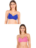 Women Everyday Padded Bra With Transparent With Bra Color Strap (Pack 2)