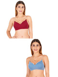Women Everyday Padded Bra With Transparent With Bra Color Strap (Pack 2)