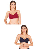 Women Everyday Padded Bra With Transparent With Bra Color Strap (Pack 2)