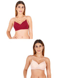 Women Everyday Padded Bra With Transparent With Bra Color Strap (Pack 2)