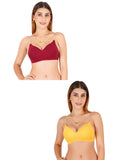 Women Everyday Padded Bra With Transparent With Bra Color Strap (Pack 2)