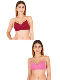 Women Everyday Padded Bra With Transparent With Bra Color Strap (Pack 2)