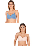 Women Everyday Padded Bra With Transparent With Bra Color Strap (Pack 2)