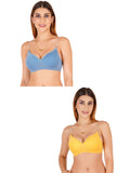 Women Everyday Padded Bra With Transparent With Bra Color Strap (Pack 2)