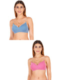 Women Everyday Padded Bra With Transparent With Bra Color Strap (Pack 2)