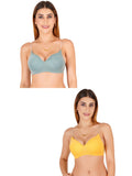 Women Everyday Padded Bra With Transparent With Bra Color Strap (Pack 2)