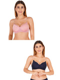 Women Everyday Padded Bra With Transparent With Bra Color Strap (Pack 2)