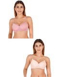Women Everyday Padded Bra With Transparent With Bra Color Strap (Pack 2)