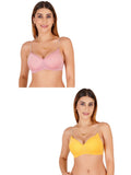Women Everyday Padded Bra With Transparent With Bra Color Strap (Pack 2)