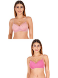 Women Everyday Padded Bra With Transparent With Bra Color Strap (Pack 2)