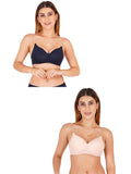 Women Everyday Padded Bra With Transparent With Bra Color Strap (Pack 2)