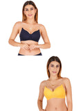 Women Everyday Padded Bra With Transparent With Bra Color Strap (Pack 2)