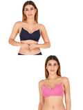 Women Everyday Padded Bra With Transparent With Bra Color Strap (Pack 2)