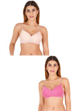 Women Everyday Padded Bra With Transparent With Bra Color Strap (Pack 2)