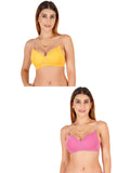 Women Everyday Padded Bra With Transparent With Bra Color Strap (Pack 2)