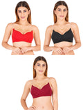 Women Everyday Padded Bra With Transparent With Bra Color Strap (Pack 3)