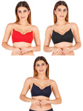 Women Everyday Padded Bra With Transparent With Bra Color Strap (Pack 3)