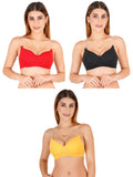 Women Everyday Padded Bra With Transparent With Bra Color Strap (Pack 3)