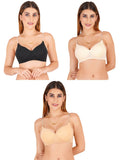 Women Everyday Padded Bra With Transparent With Bra Color Strap (Pack 3)