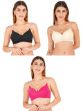 Women Everyday Padded Bra With Transparent With Bra Color Strap (Pack 3)