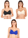 Women Everyday Padded Bra With Transparent With Bra Color Strap (Pack 3)