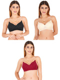 Women Everyday Padded Bra With Transparent With Bra Color Strap (Pack 3)