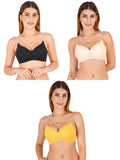 Women Everyday Padded Bra With Transparent With Bra Color Strap (Pack 3)
