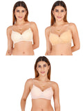 Women Everyday Padded Bra With Transparent With Bra Color Strap (Pack 3)