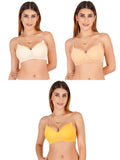 Women Everyday Padded Bra With Transparent With Bra Color Strap (Pack 3)