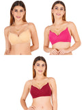 Women Everyday Padded Bra With Transparent With Bra Color Strap (Pack 3)