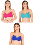 Women Everyday Padded Bra With Transparent With Bra Color Strap (Pack 3)