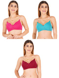Women Everyday Padded Bra With Transparent With Bra Color Strap (Pack 3)