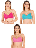 Women Everyday Padded Bra With Transparent With Bra Color Strap (Pack 3)