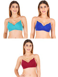 Women Everyday Padded Bra With Transparent With Bra Color Strap (Pack 3)