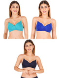 Women Everyday Padded Bra With Transparent With Bra Color Strap (Pack 3)