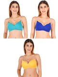 Women Everyday Padded Bra With Transparent With Bra Color Strap (Pack 3)
