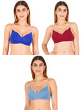 Women Everyday Padded Bra With Transparent With Bra Color Strap (Pack 3)