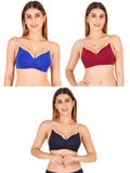 Women Everyday Padded Bra With Transparent With Bra Color Strap (Pack 3)