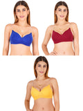 Women Everyday Padded Bra With Transparent With Bra Color Strap (Pack 3)