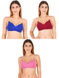 Women Everyday Padded Bra With Transparent With Bra Color Strap (Pack 3)