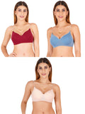 Women Everyday Padded Bra With Transparent With Bra Color Strap (Pack 3)