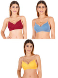 Women Everyday Padded Bra With Transparent With Bra Color Strap (Pack 3)