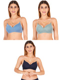 Women Everyday Padded Bra With Transparent With Bra Color Strap (Pack 3)