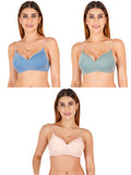 Women Everyday Padded Bra With Transparent With Bra Color Strap (Pack 3)