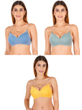 Women Everyday Padded Bra With Transparent With Bra Color Strap (Pack 3)