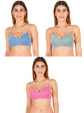 Women Everyday Padded Bra With Transparent With Bra Color Strap (Pack 3)