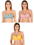 Women Everyday Padded Bra With Transparent With Bra Color Strap (Pack 3)
